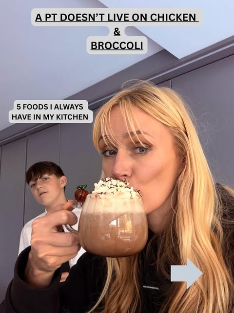Alexa with a hot chocolate, five foods I always have in my kitchen